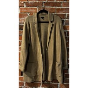 Talbots Sweater Blazer L –‎ Tan Wool Blend Jacket w/ Notch Collar – Cozy Chic